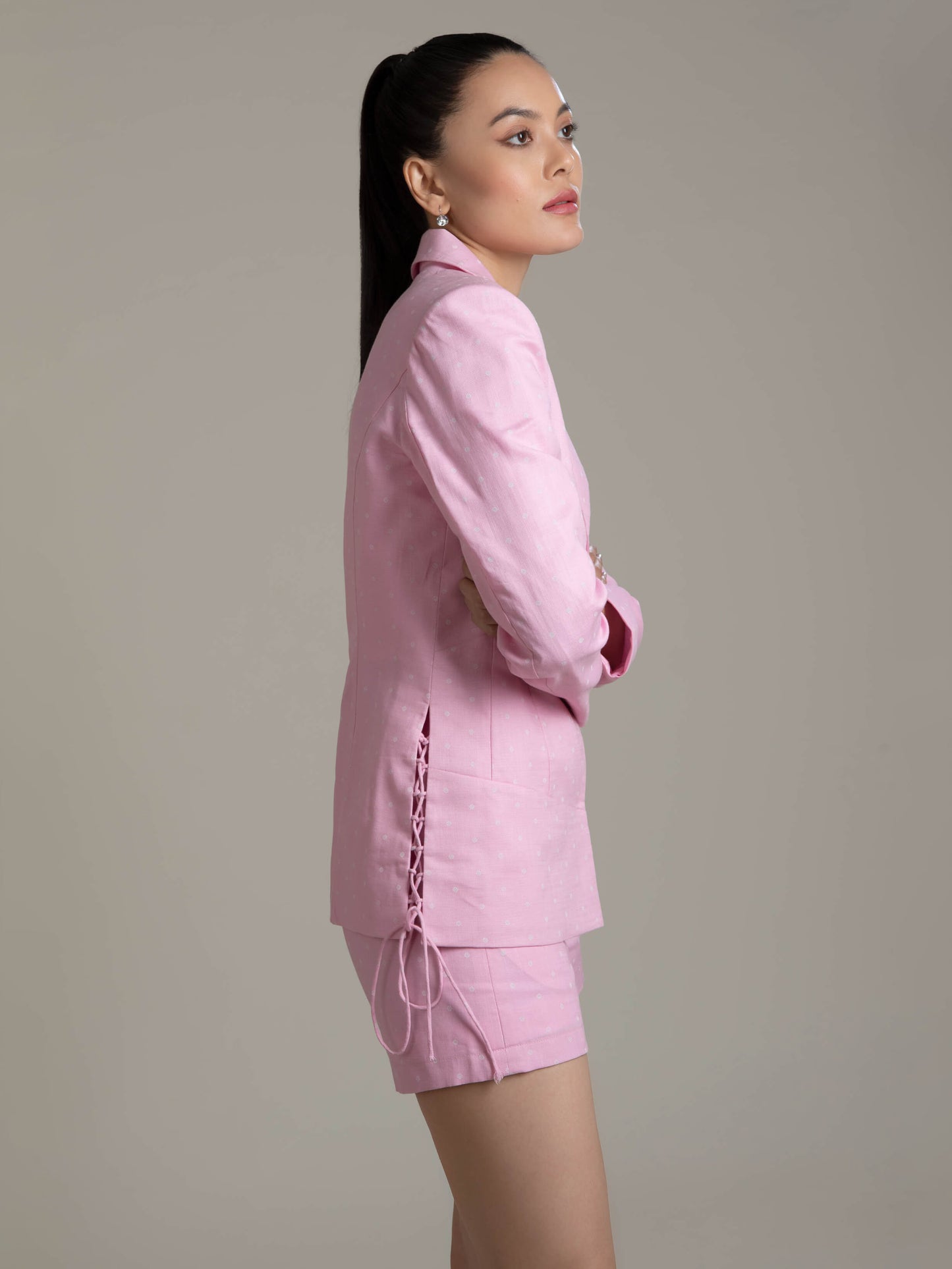 Pink Corset Style Blazer Set