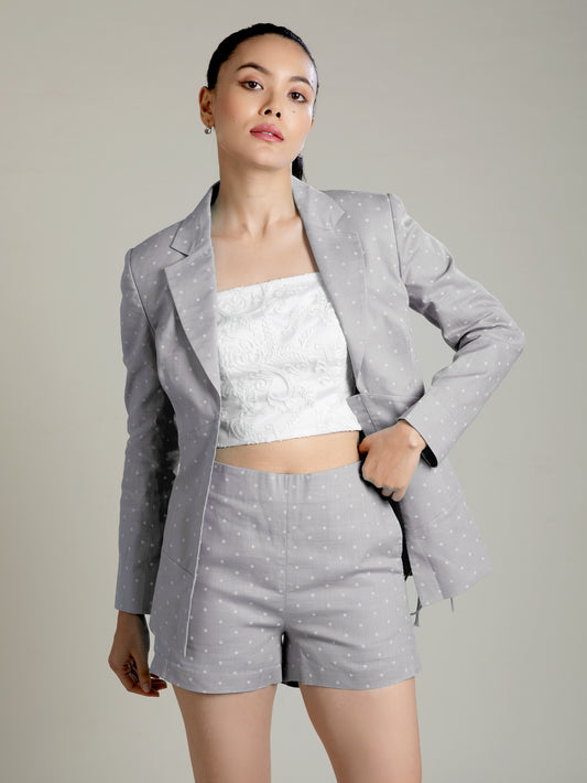 Ash Grey Corset Style Blazer Set