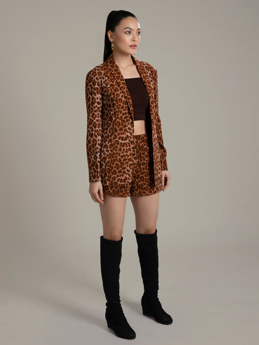 Leopard Print Blazer Set