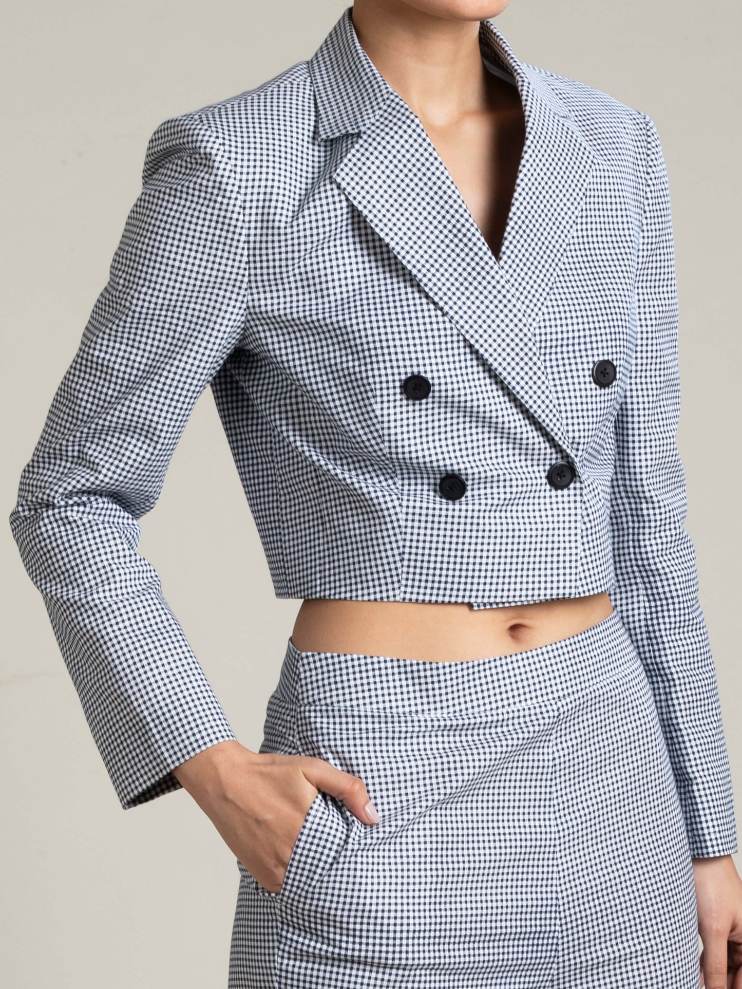Gingham Pattern Blazer Set
