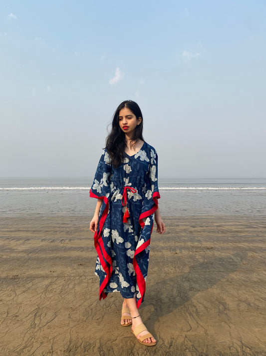 Misa Blue Floral Kaftan Dress