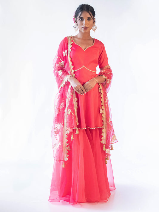 Layla Coral Sharara Set