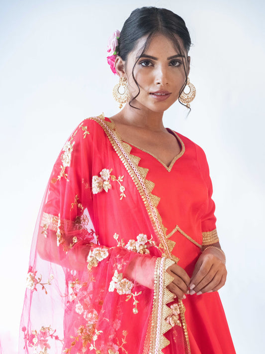 Layla Coral Sharara Set