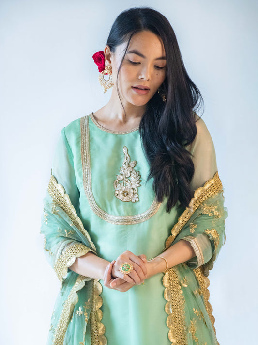 Amira Green & Gold Sharara Set